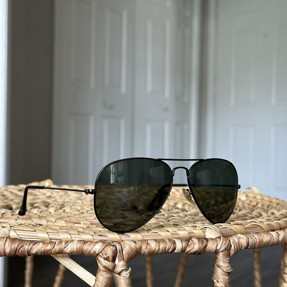 Ray-Ban Aviator Total Black Polarized 58 mm Sunglasses RB3025 002/48 58-14